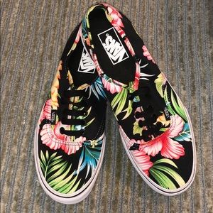Hawaiian-themed vans, like new, worn one time